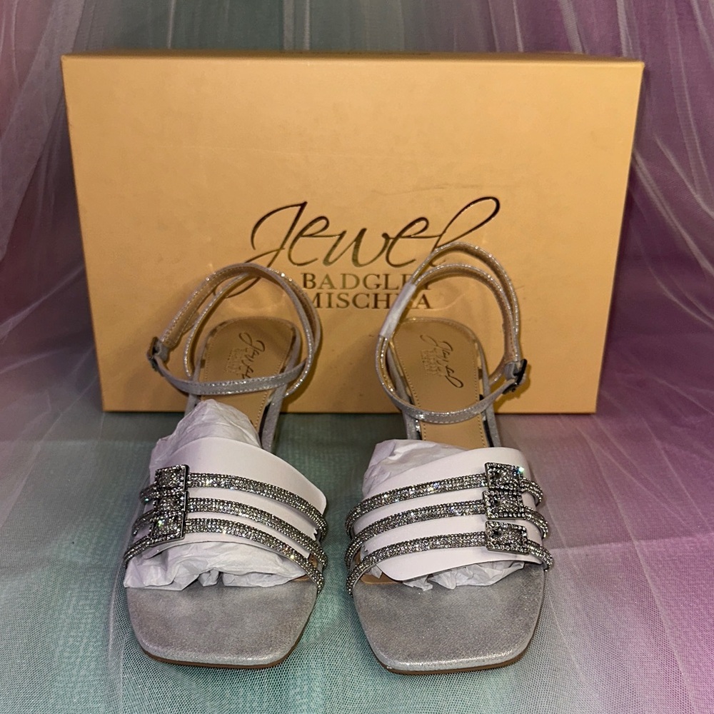 Badgley Mischka Jewel Silver Strappy Heels
